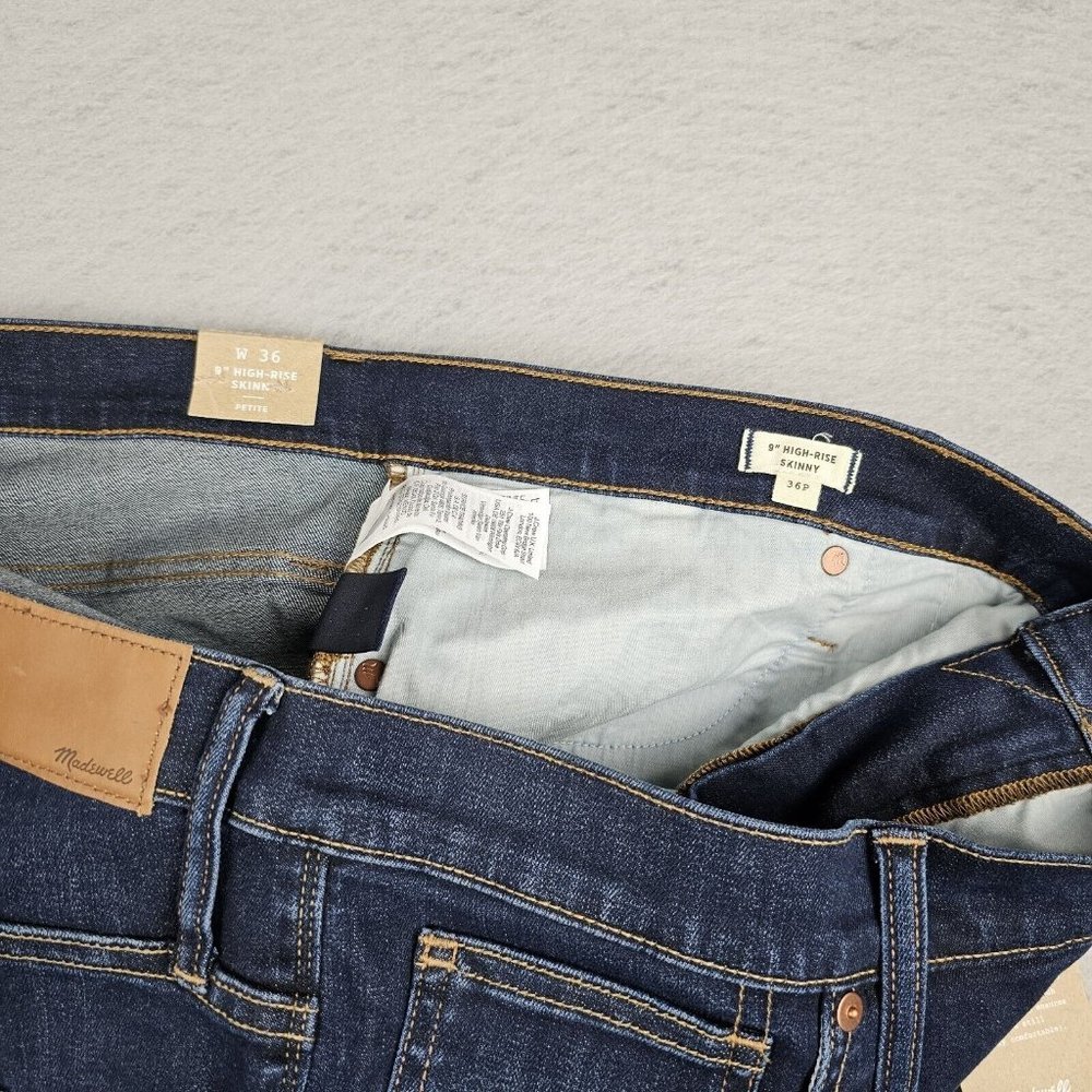 Madewell Women's Size W 36 Jeans Plus 9" High Rise Skinny Dark Wash Denim - Picture 7 of 8